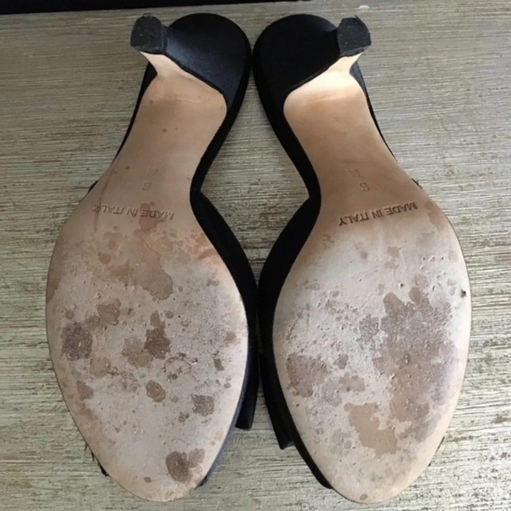 Michael Kors Women’s Black Open Toe Satin Bow Coquette Kitten Heels size 6